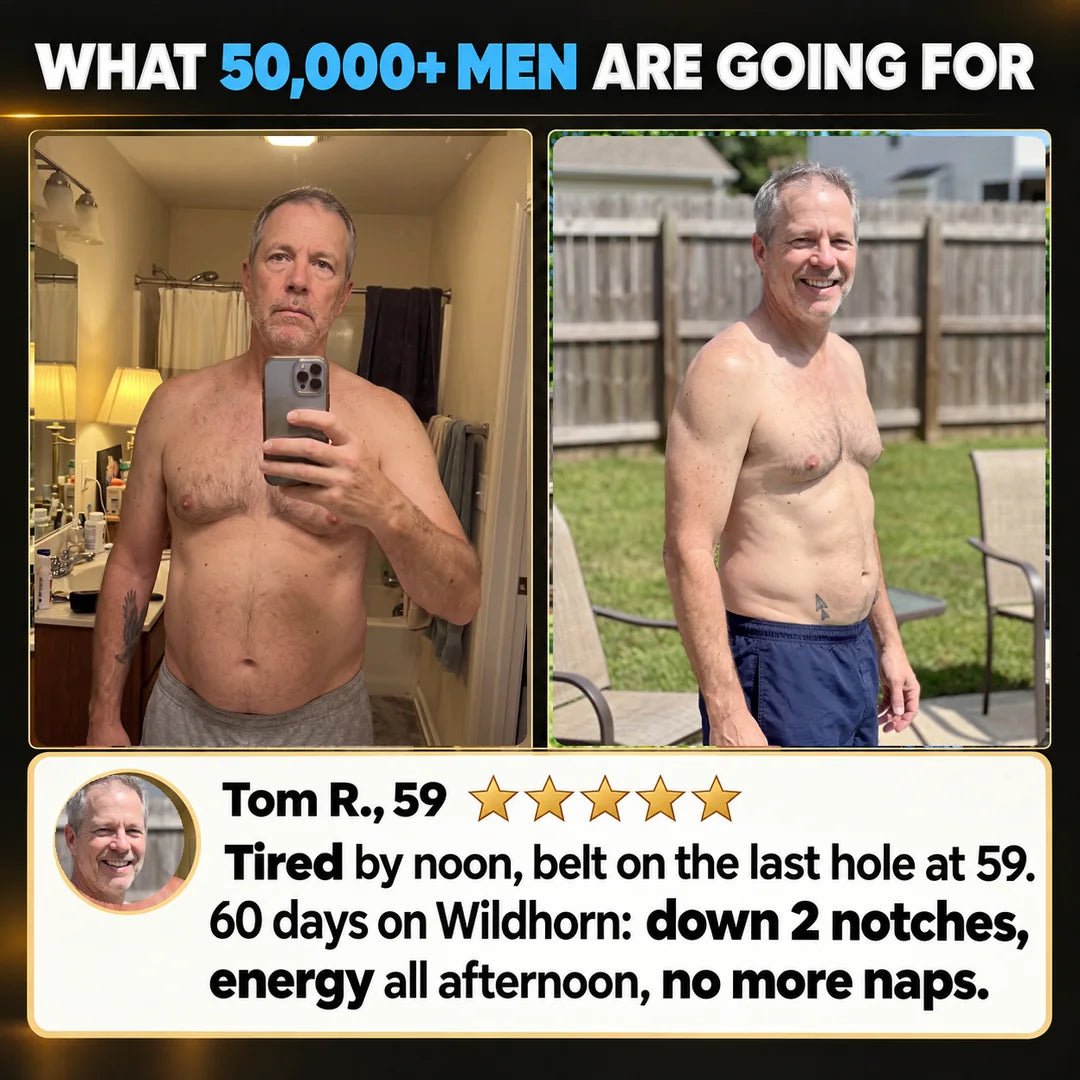 Wild Bison testosterone booster supplement by WILDHORN, with natural ingredients in a sleek bottle, designed to boost energy and vitality.