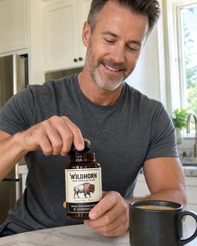 Man opening his Wildhorn jar in the kitchen